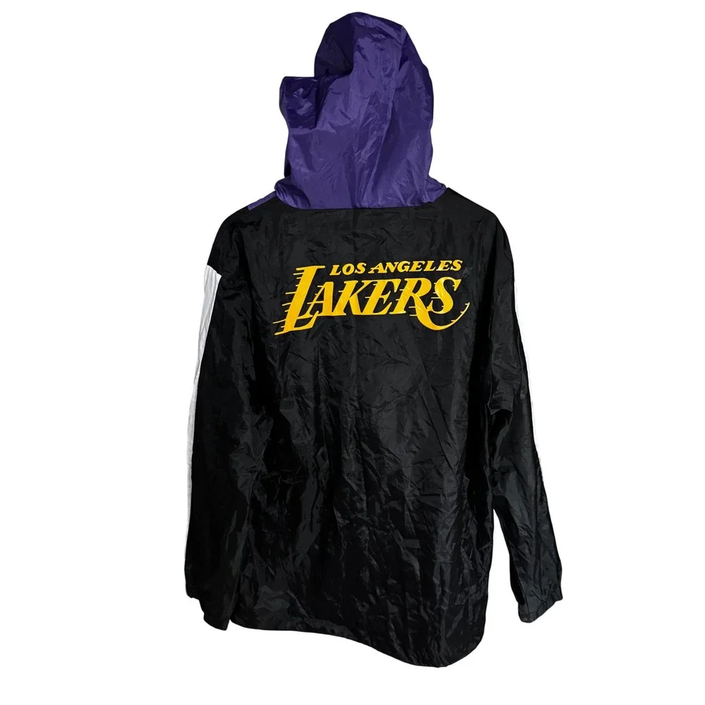 NBA Los Angeles Lakers Windbreaker Jacket Mens XL Purple Black Quarter Zip Hood - Picture 4 of 9